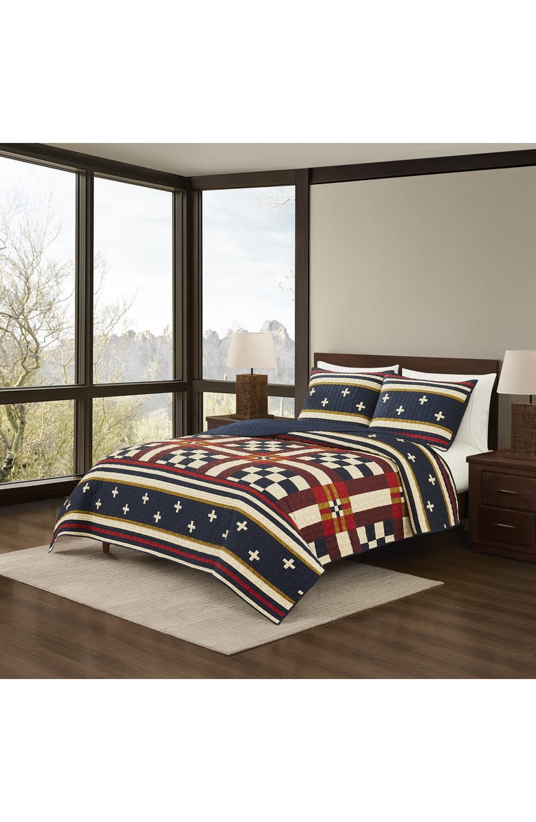 Pendleton Scout Stripe Quilt 
Shams Set, Alternate, color, Navy