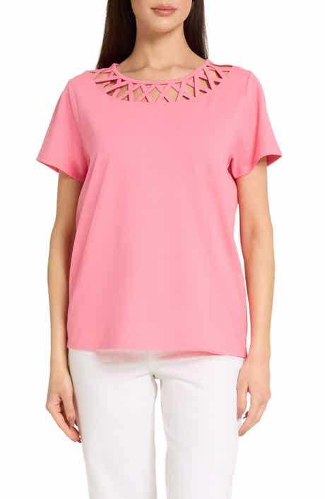 CARIBBEAN JOE Lattice Neckline Top