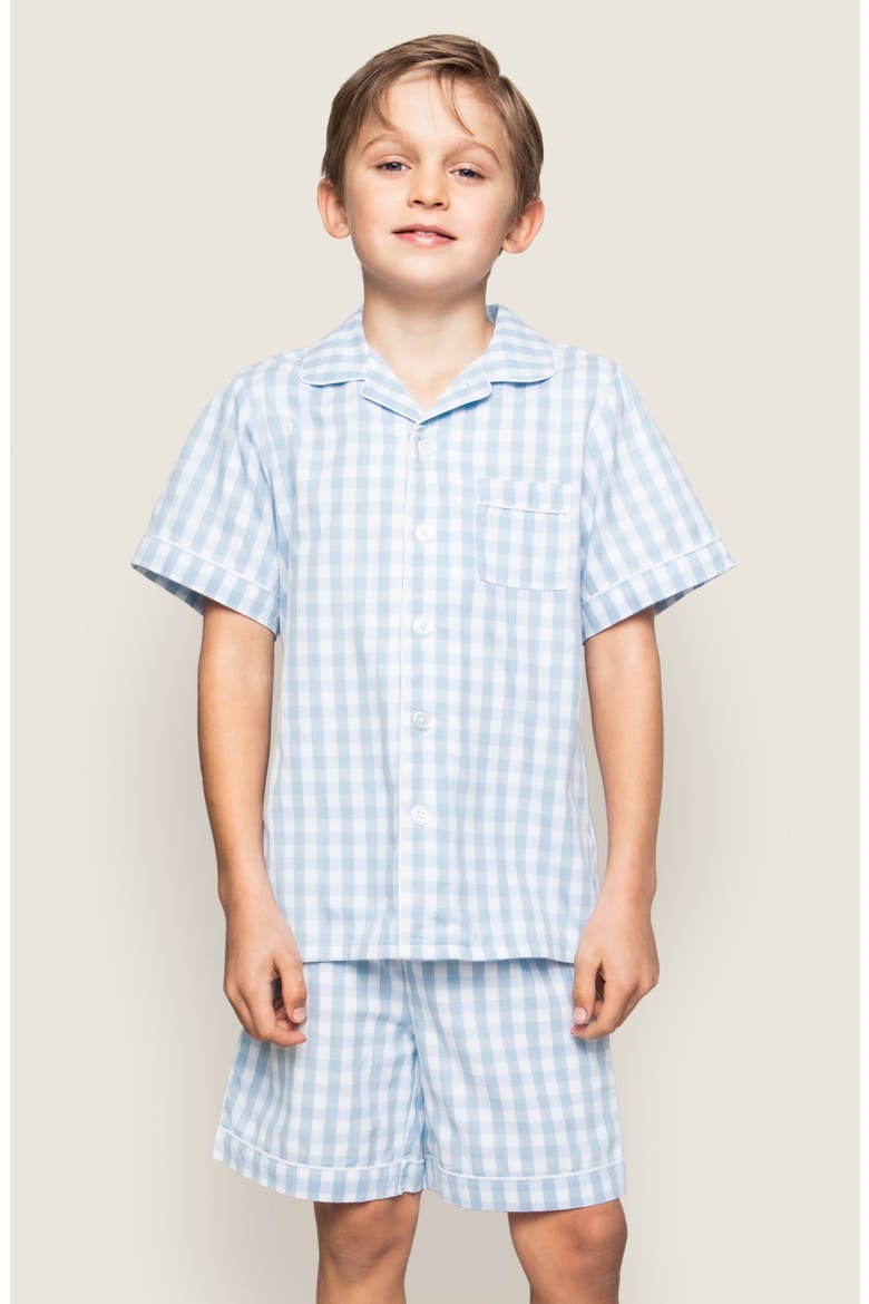 Kids' Gingham Pajama Short Set, Alternate, color, BLUE