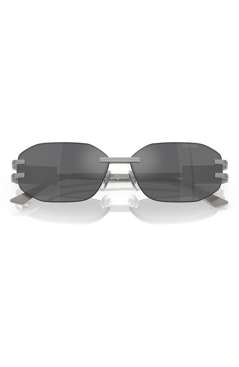 Versace 58mm Oval Sunglasses, Alternate, color, Gunmetal / Grey Mirror Silver