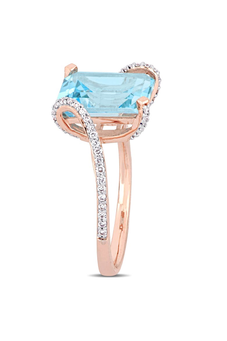Blue Topaz & Diamond Cocktail Ring 14k, Alternate, color, Blue Topaz