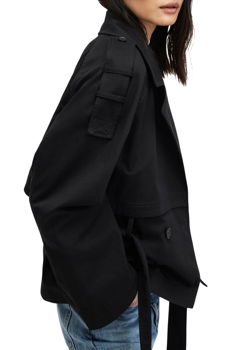 AllSaints Beckette Short Trench Coat, Alternate, color, 