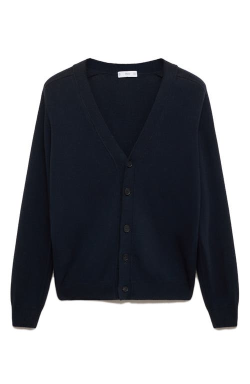 Mango Relaxed Cotton Cardigan In Night Blue