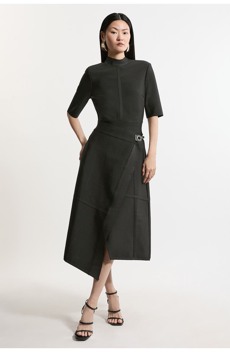 Karen Millen Asymmetric Knit Midi Dress, Main, color, 