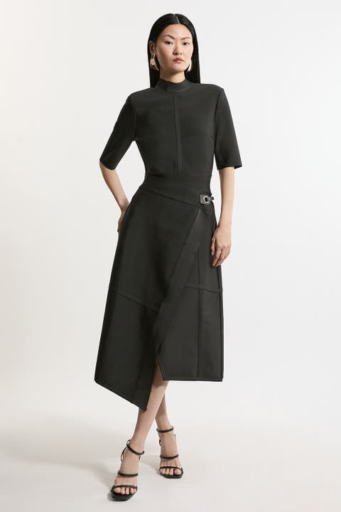 Asymmetric Knit Midi Dress