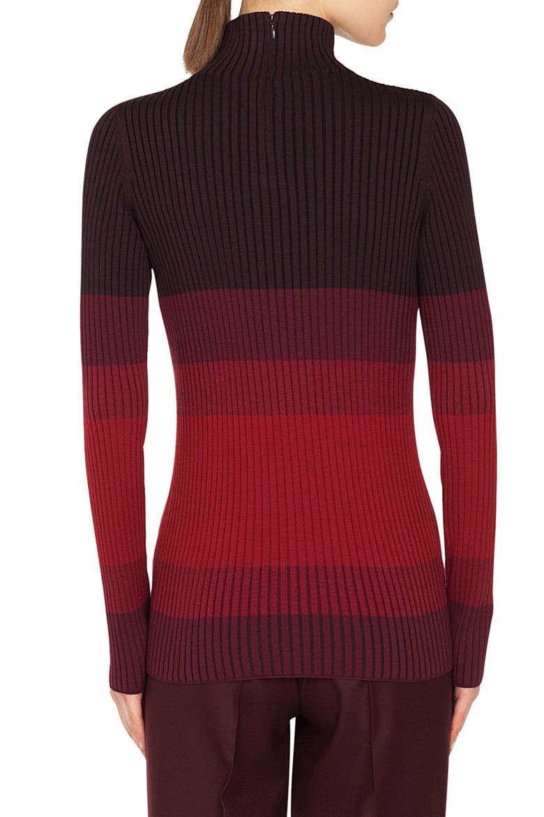 Tricolor Wool Turtleneck Sweater, Alternate, color, RUBY/ BURGUNDY/ BLACK CHERRY