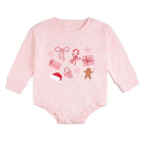 Sweet Wink Christmas Fun Long Sleeve Romper In Pink