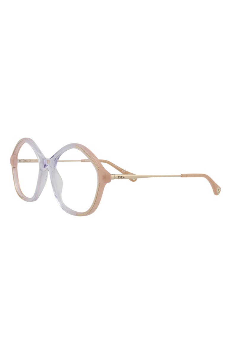 Chloé 52mm Round Optical Glasses, Alternate, color, Nude Gold Transparent
