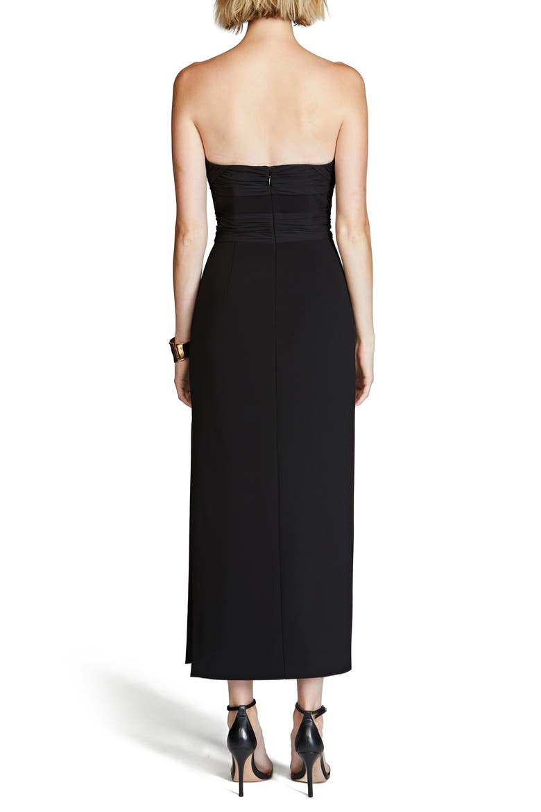 Marguerite Strapless Cotton Blend Crepe Midi Dress, Alternate, color, BLACK