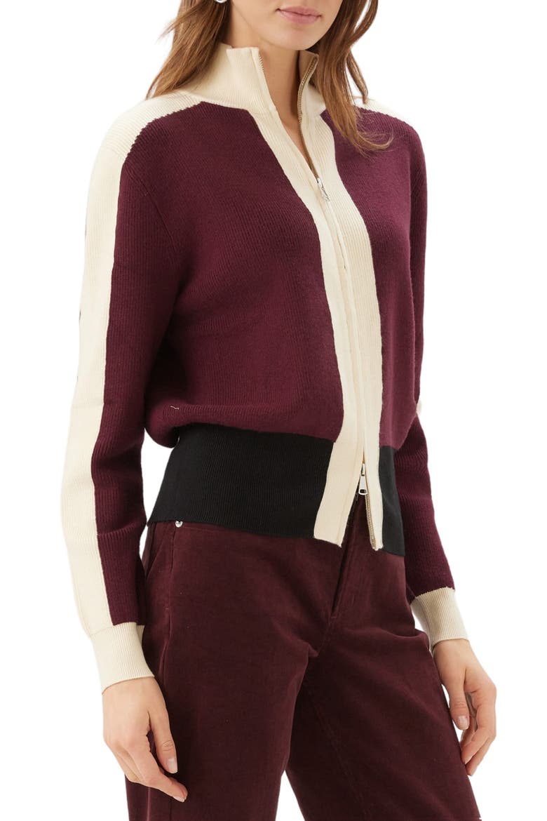 Colorblock Zip-Up Cardigan, Alternate, color, MULTI COLOR