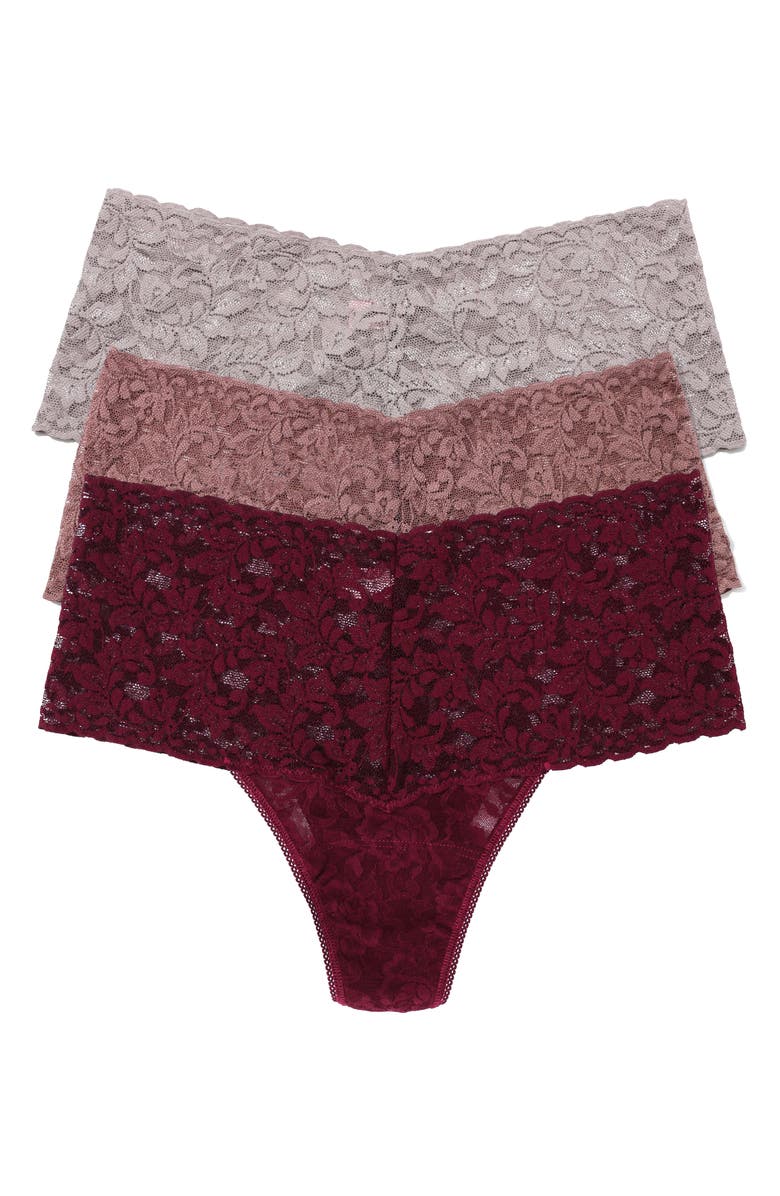 Hanky Panky Holiday Assorted 3-Pack Retro Thongs, Main, color, Dried Cherry/Artichoke/Steel