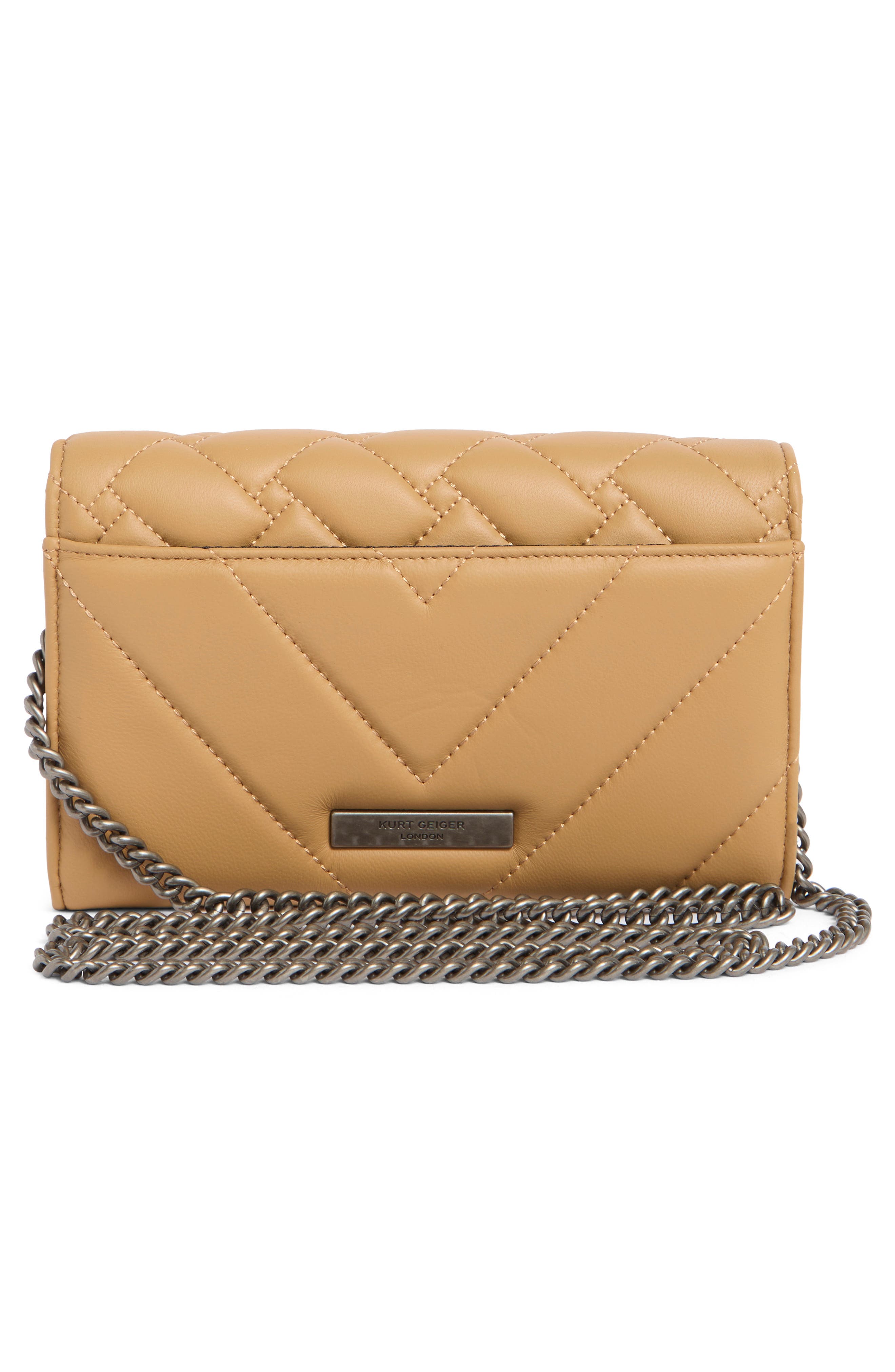 Kensington Quilted Leather Wallet on a Chain, Alternate, color, CAMEL