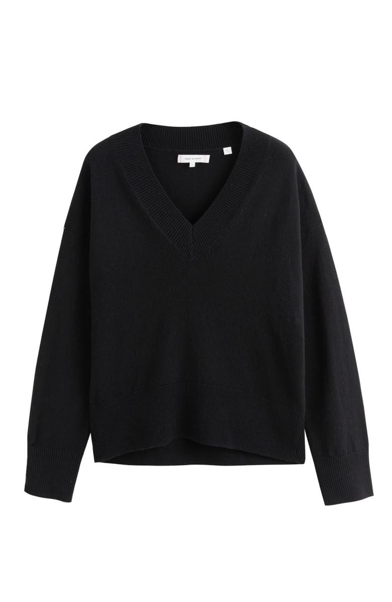Chinti & Parker V Neck Wool Cashmere Slouchy Lightweight Sweater, Alternate, color, Black