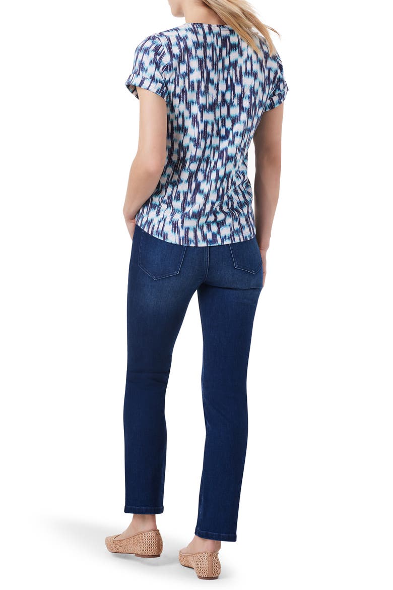 Hazy Blues Split Neck Cotton T-Shirt, Alternate, color, BLUE MULTI