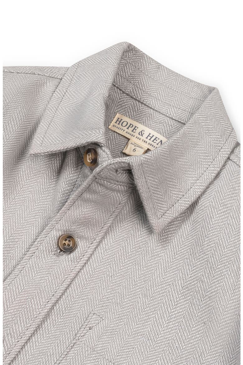 Kids' Organic Long Sleeve Flannel Shirt, Alternate, color, Gray Herringbone