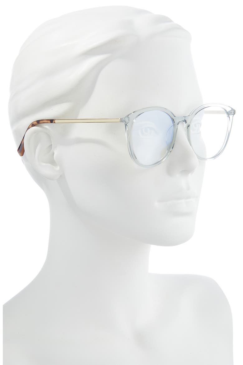 Le Danzing 52mm Round Blue Light Blocking Glasses, Alternate, color, GREY/ GOLD/ ANTI BLUE LIGHT