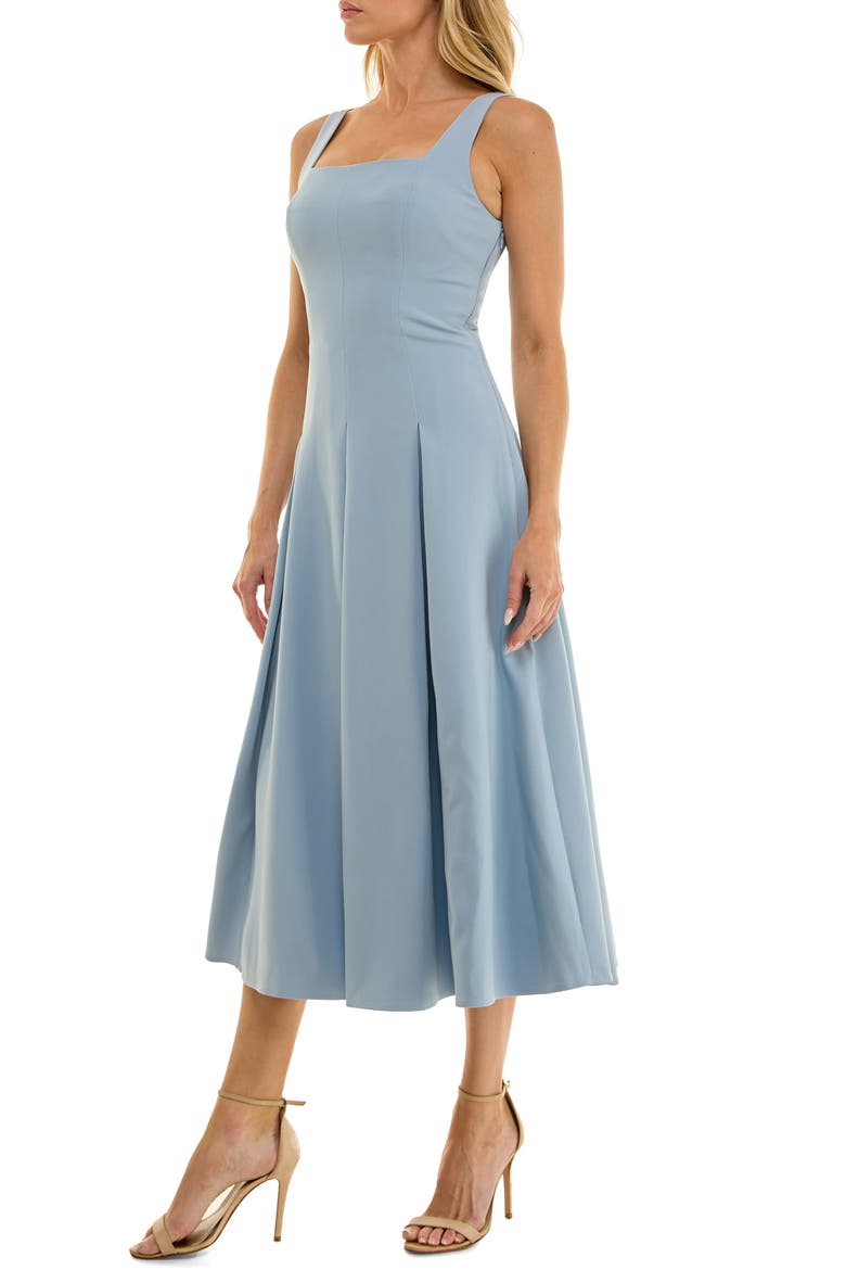 Pleated Sleeveless Midi Dress, Alternate, color, BLUE