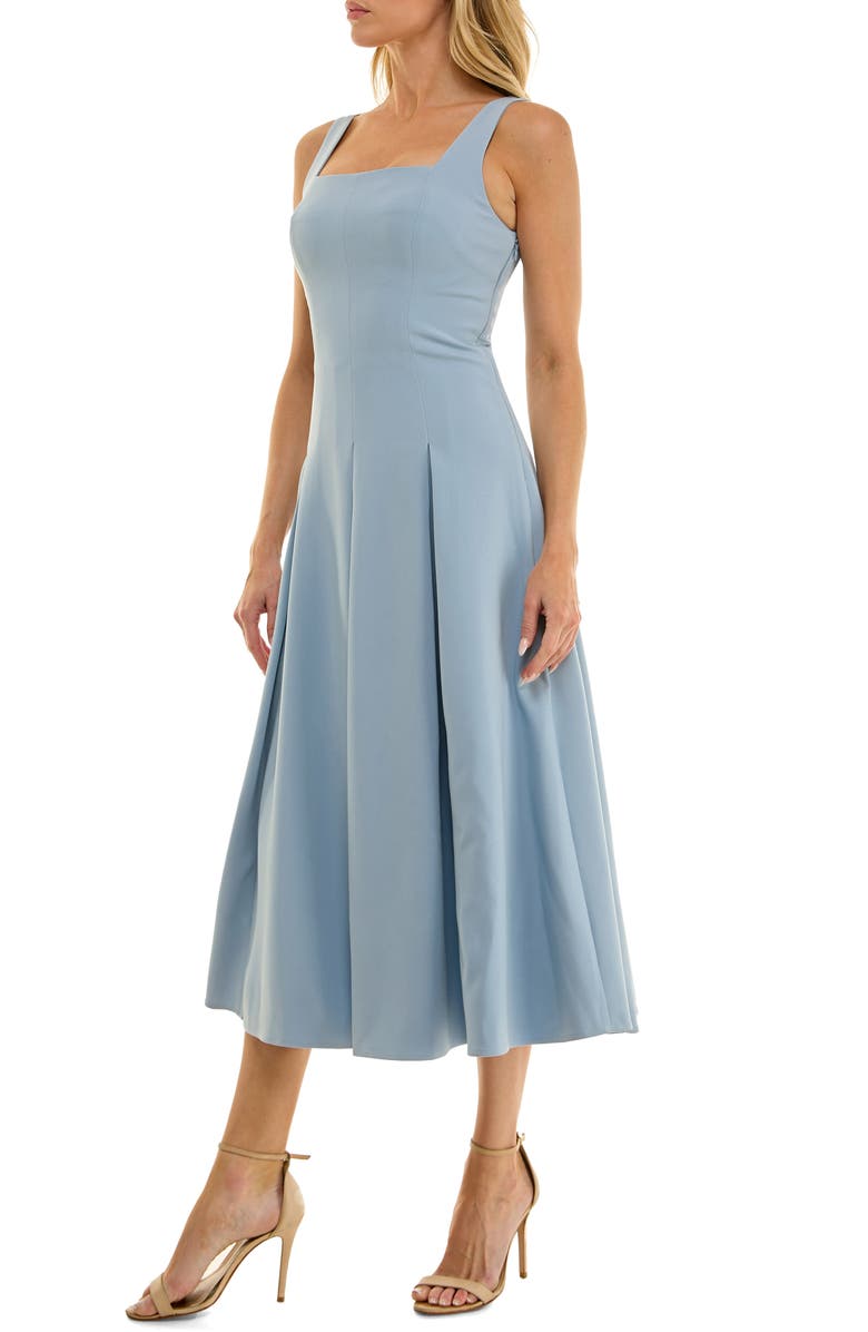 Socialite Pleated Sleeveless Midi Dress, Alternate, color, Blue