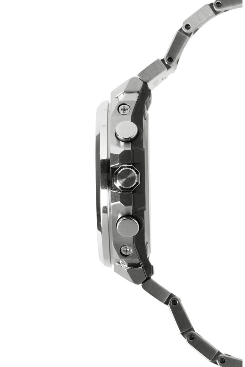 GST-B1000D-2A Black Smartphone Linked Solar Bracelet Watch, 46.9mm x 44.2mm, Alternate, color, SILVER