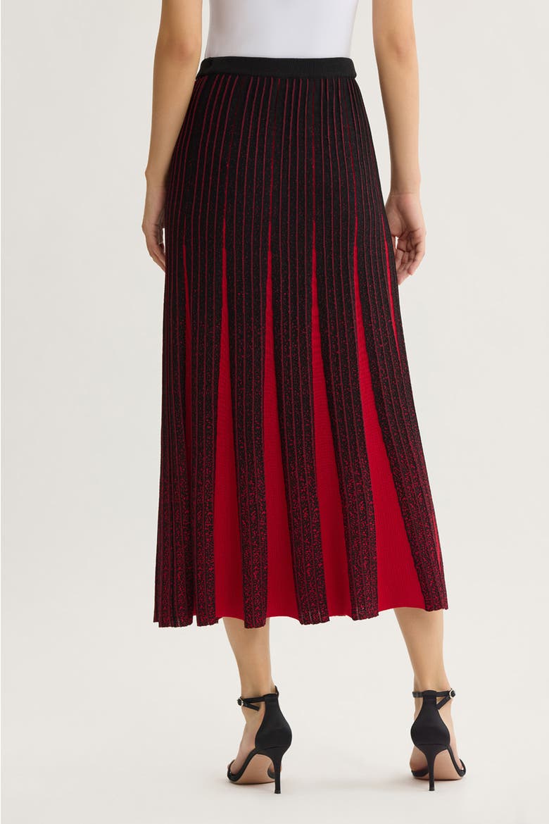 Two Tone Soft Ribbed Knit Maxi Skirt, Alternate, color, Holiday/Black