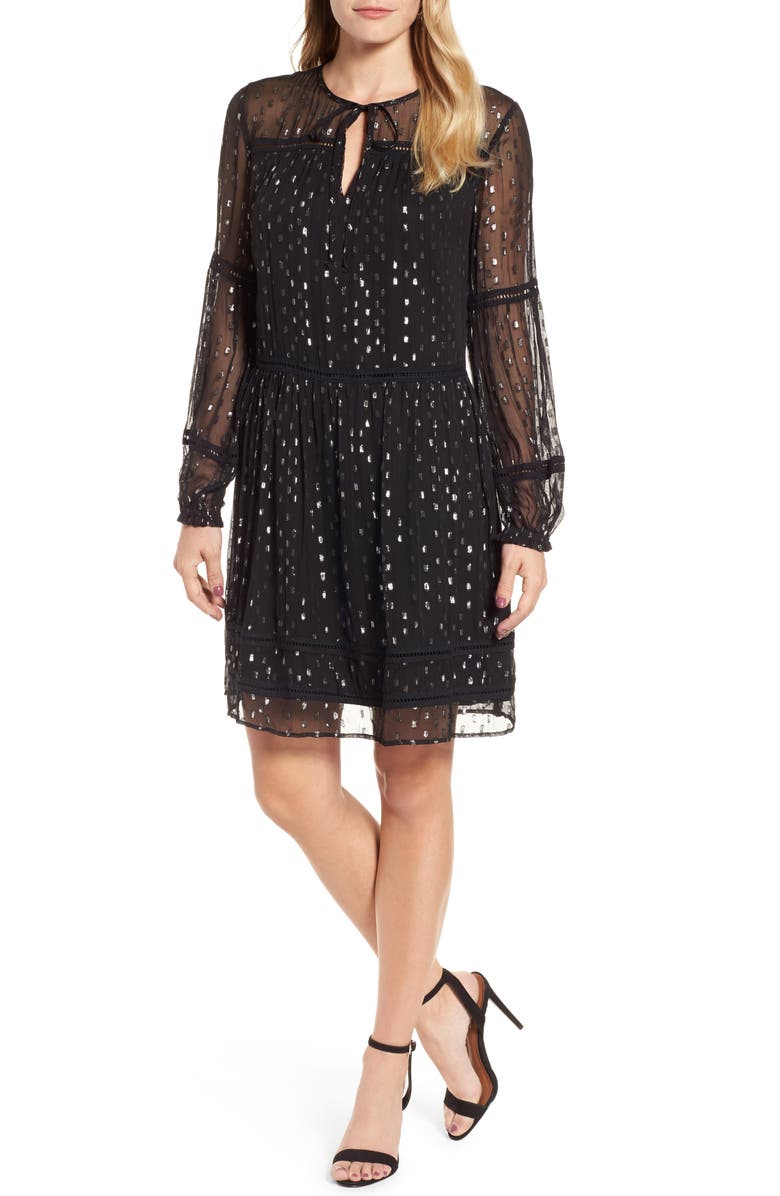 Velvet by Graham & Spencer Split Neck Chiffon Dress, Main, color, 