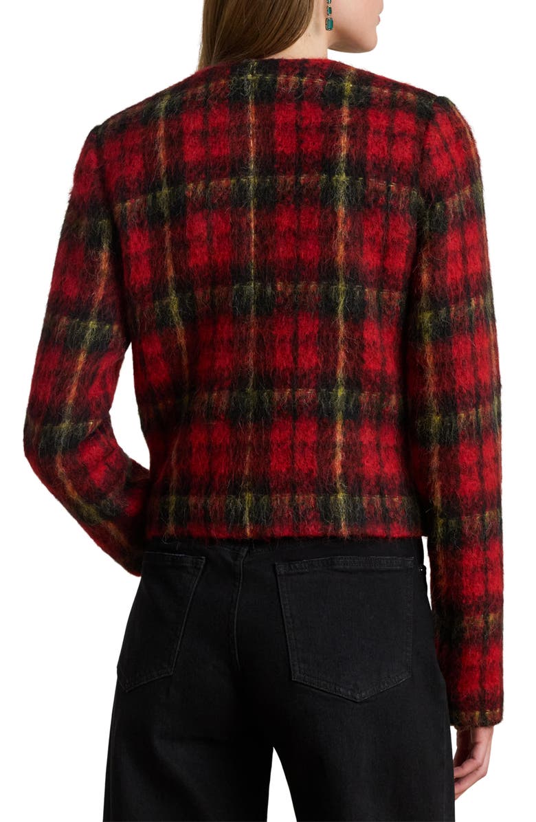 Lauren Ralph Lauren Plaid Crop Jacket, Alternate, color, Red/ Black/ Yellow Multi