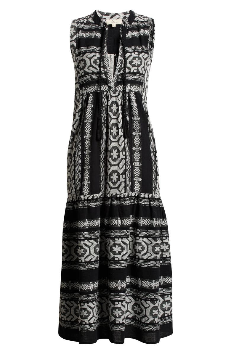 Elan Sleeveless Cotton Cover-Up Midi Dress, Alternate, color, Black/ White