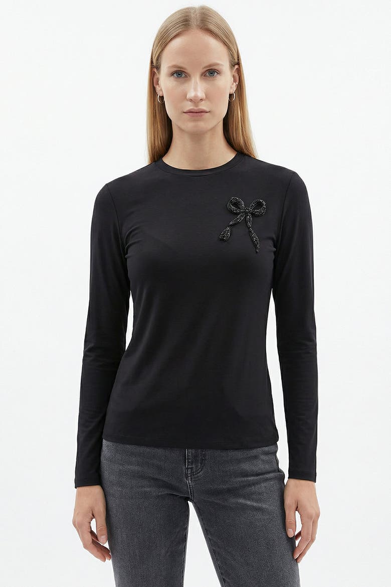 Carolyn Long Sleeve Blouse, Alternate, color, Black