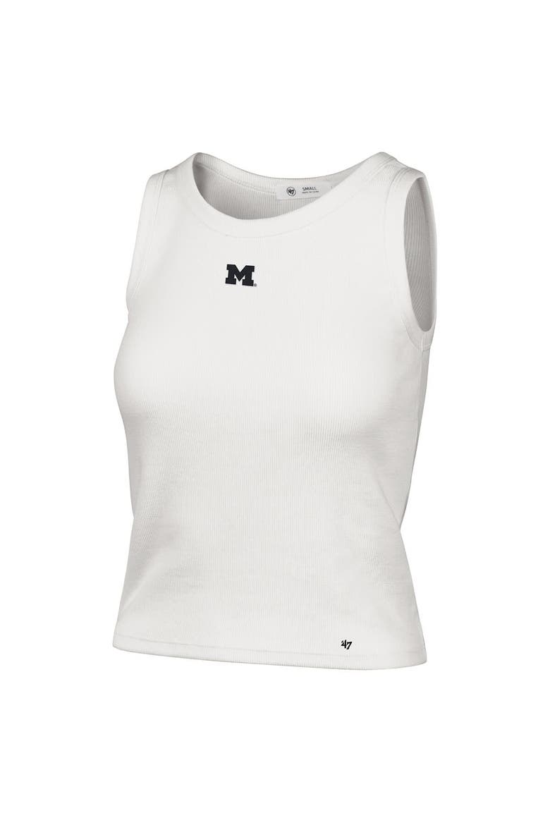 Women's '47  Cream Michigan Wolverines Micro Logo Ribbed Cropped Tank Top, Alternate, color, Cream