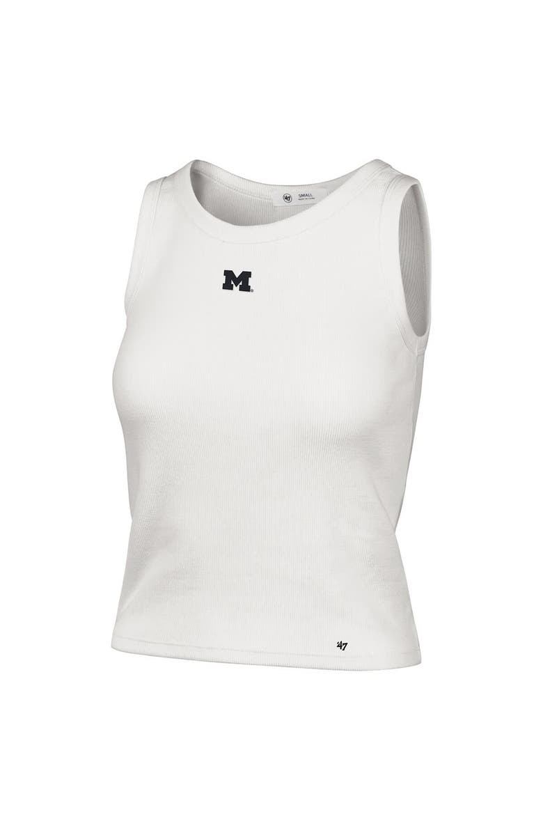 '47 Women's '47  Cream Michigan Wolverines Micro Logo Ribbed Cropped Tank Top, Alternate, color, Cream