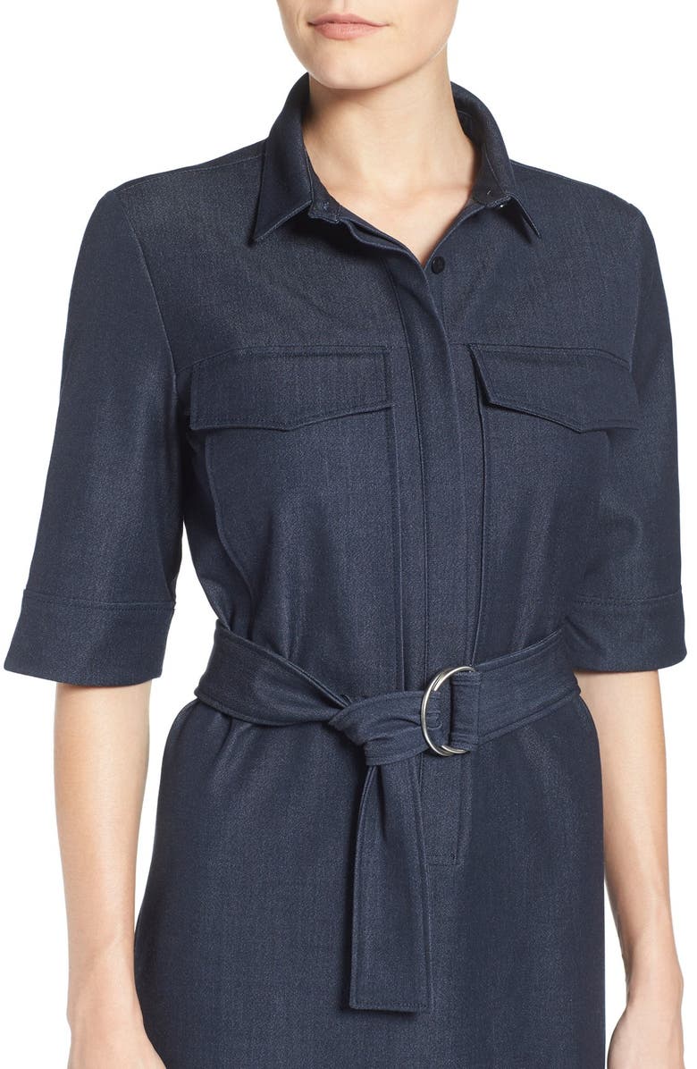Halogen<sup>®</sup> Belted Denim Shirtdress, Alternate, color, Dark Indigo