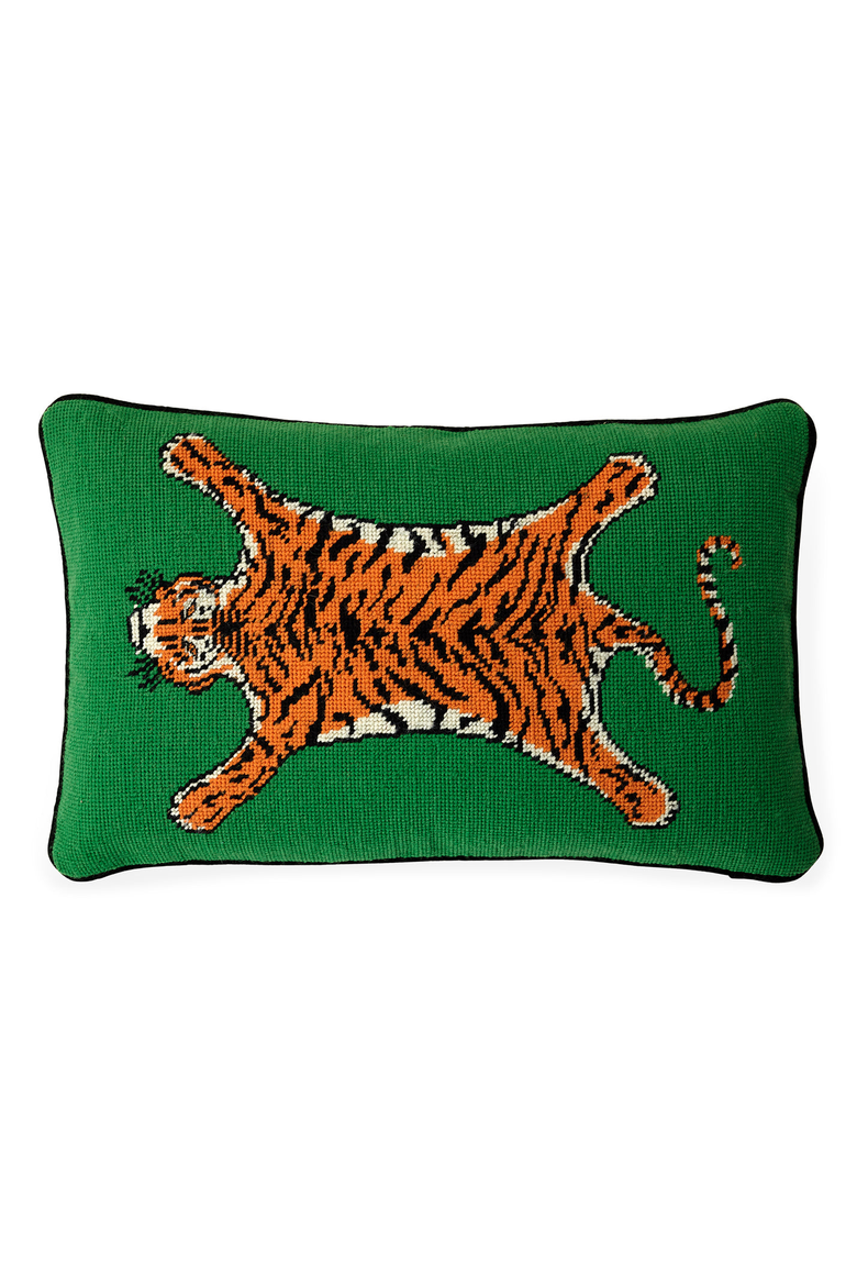 Safari Needlepoint Pillow, Main, color, Emerald