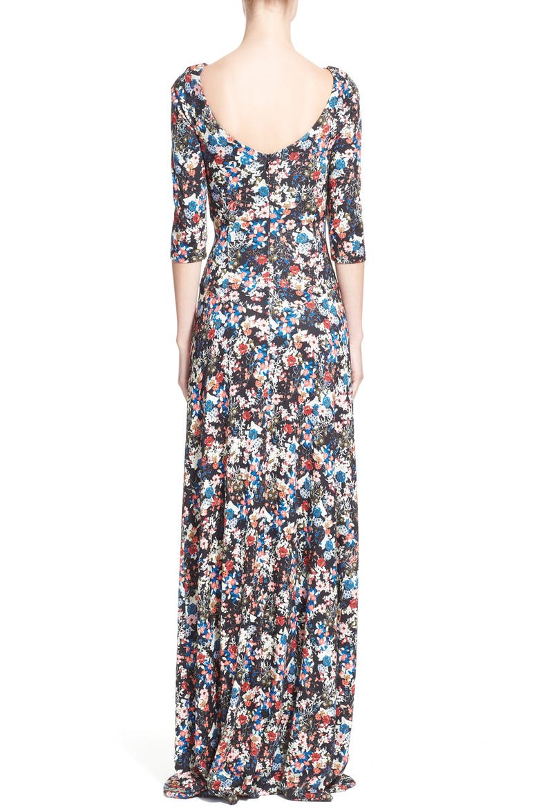 'Valentina' Floral Print Jersey Gown, Alternate, color, PINK/ MULTI