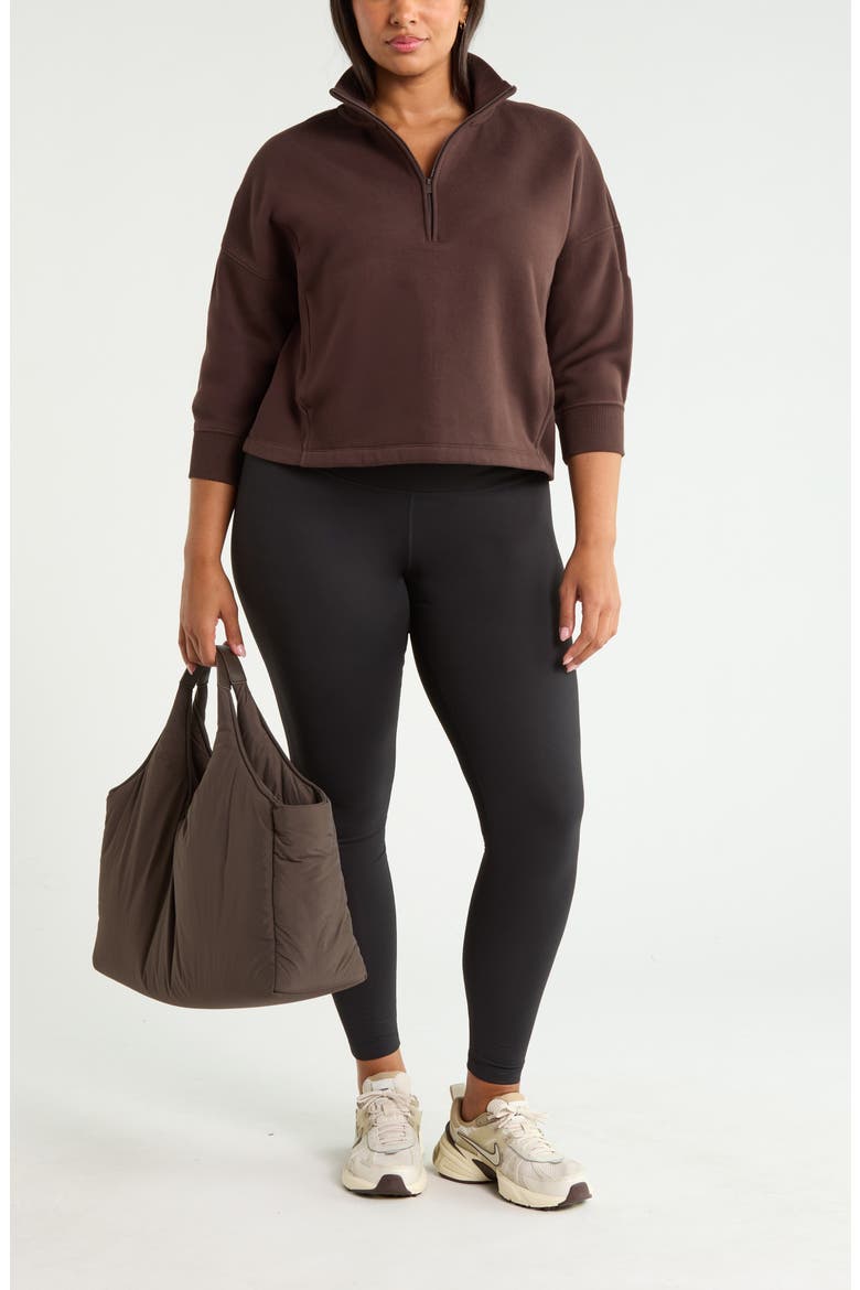 Exhale Fleece Half Zip Pullover, Alternate, color, BROWN MOLE