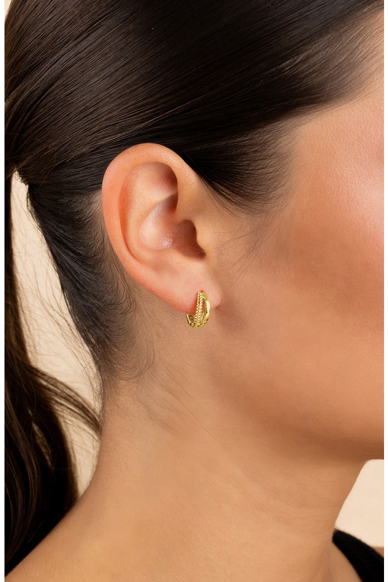 Judit Braided & Polished Micro Huggie Hoop Earrings, Alternate, color, GOLD