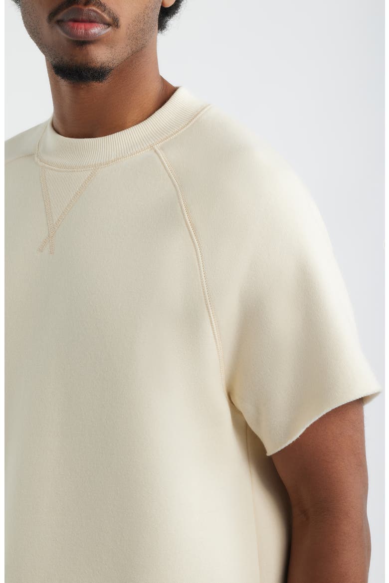 Fleece Short Sleeve Sweatshirt, Alternate, color, IVORY CREAM