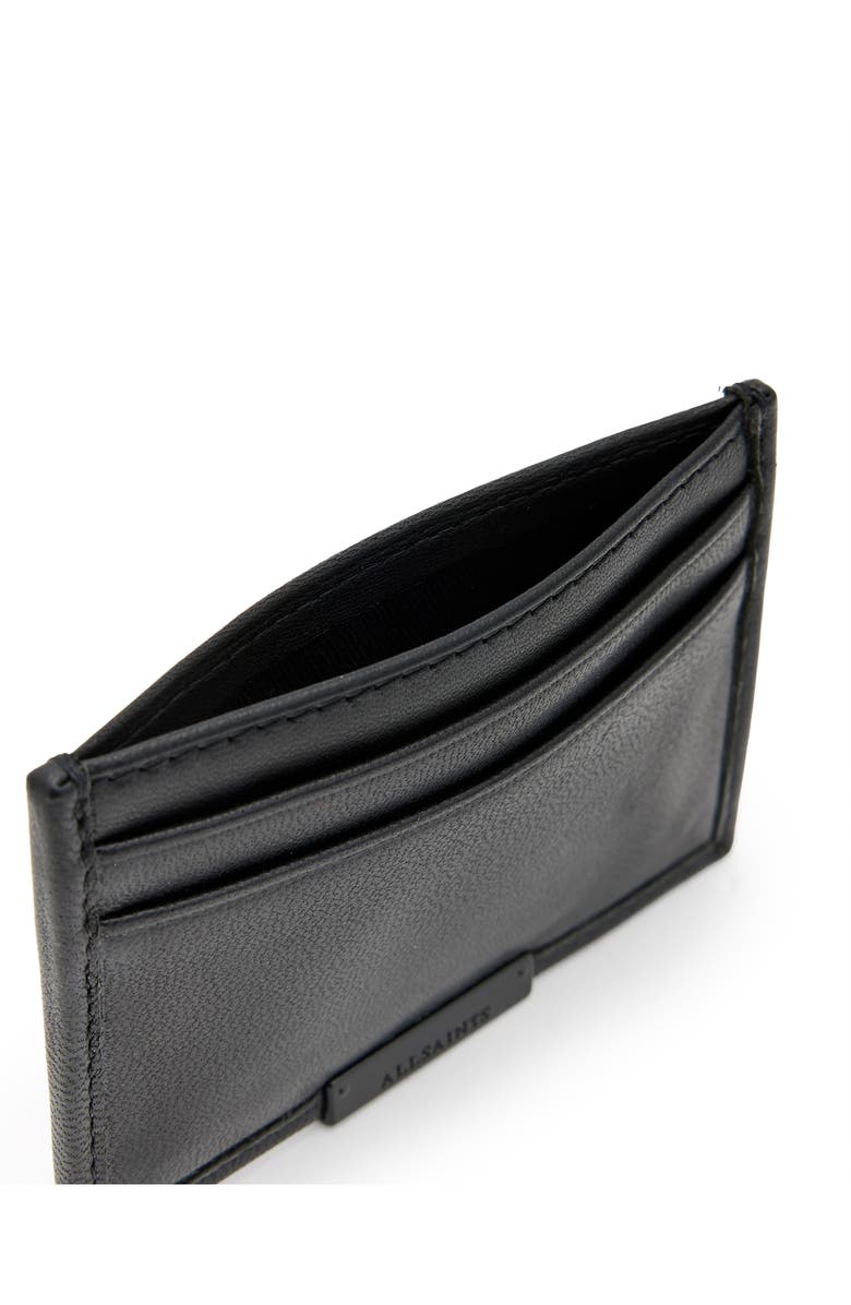 AllSaints Dove Leather Cardholder, Alternate, color, Black