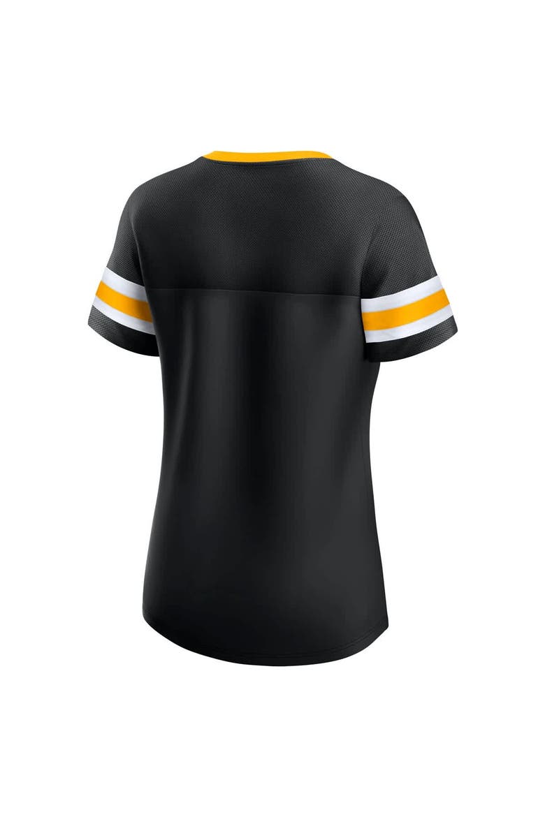 Women's Fanatics  Black Pittsburgh Steelers Lace-Up Bling T-Shirt, Alternate, color, Black