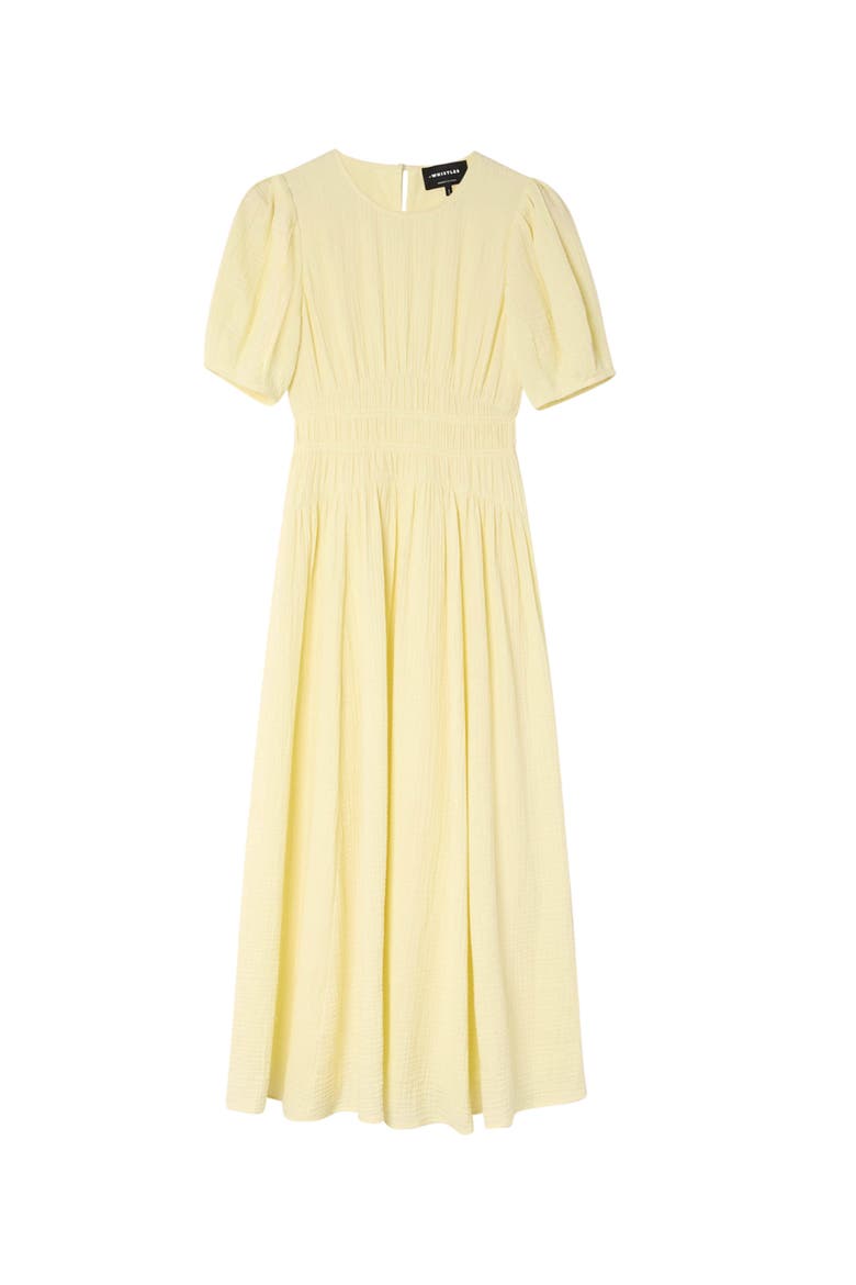 Gathered Textured Midi Dress, Alternate, color, Butter