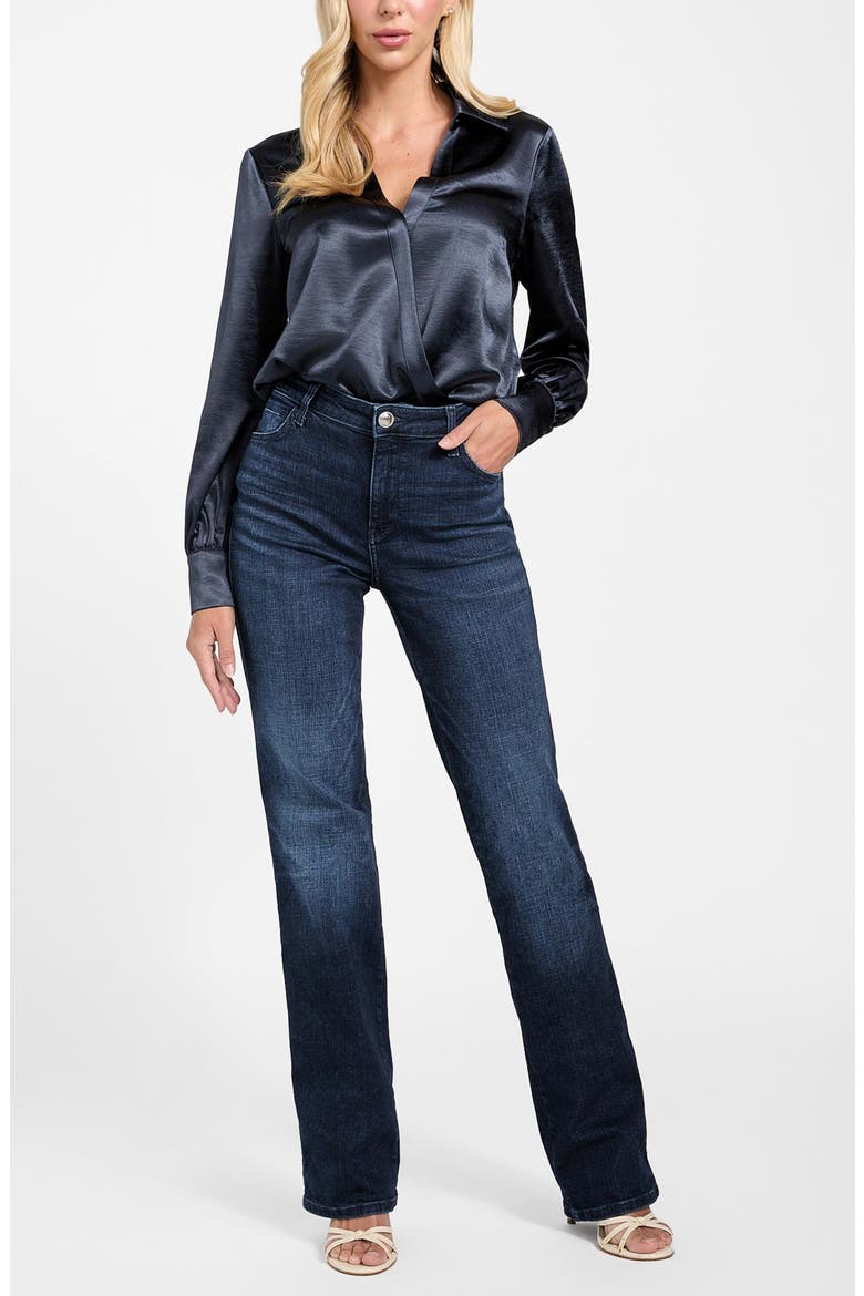 Leah Long Sleeve Satin Bodysuit, Alternate, color, MEDIUM BLUE
