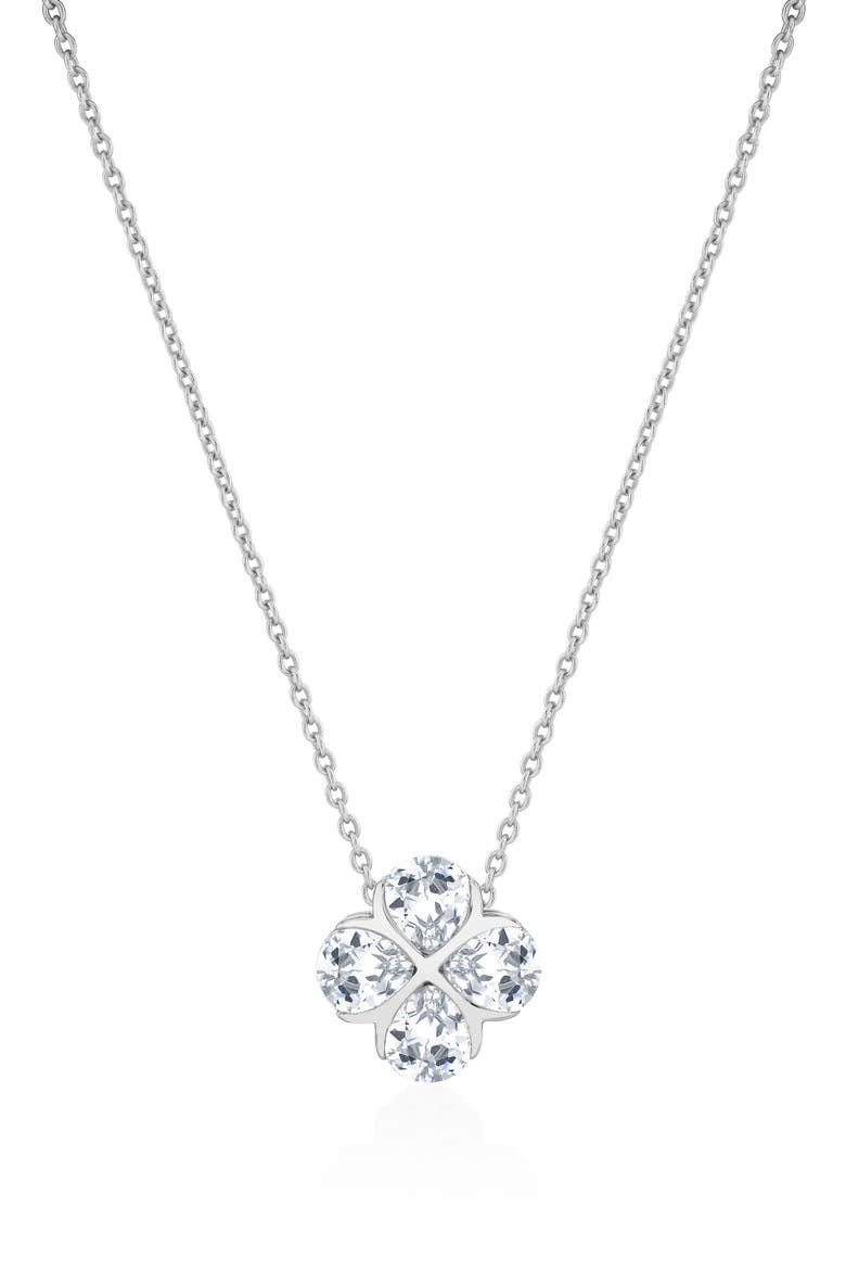 Four Stone Pendant Necklace, Main, color, PURE PLATINUM / CLEAR STONE