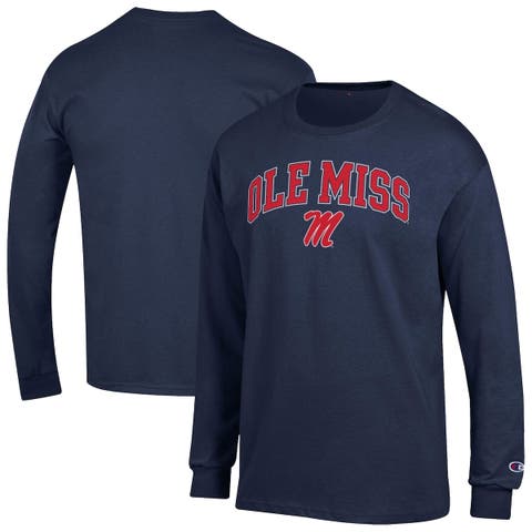 Men
s Champion  Navy Ole Miss Rebels Arch Over Logo Long Sleeve T-Shirt