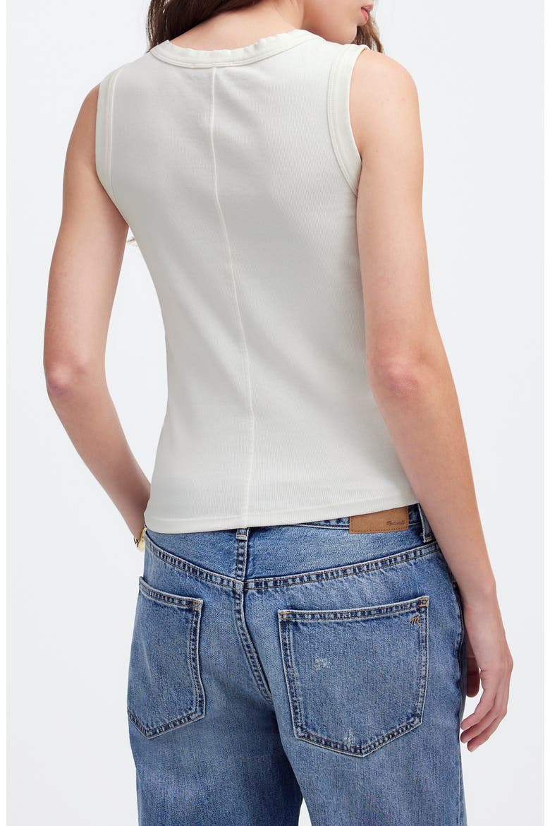 High V-Neck Regenerative Cotton Rib Tank, Alternate, color, LIGHTHOUSE