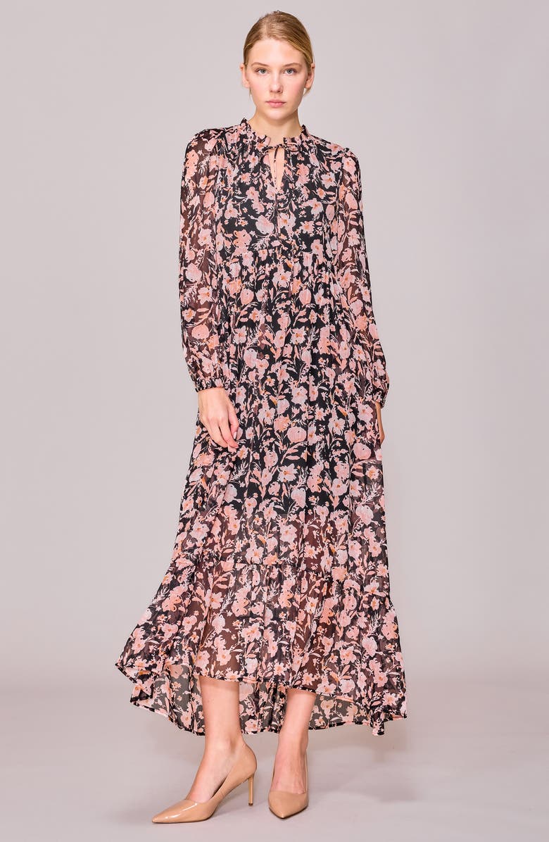 MELLODAY Long Sleeve Front Tie Maxi Dress, Alternate, color,