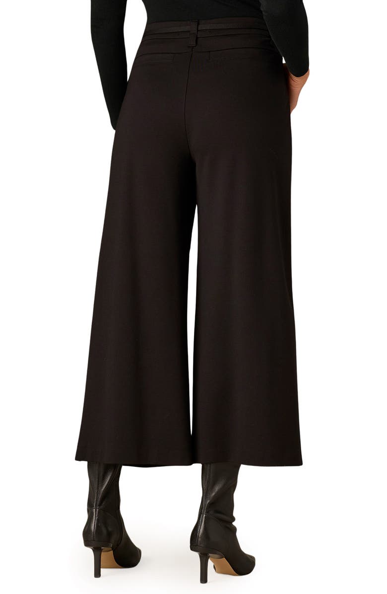 Wit & Wisdom Skyrise Pleated Belted Cropped Wide Leg Trousers, Alternate, color, Black