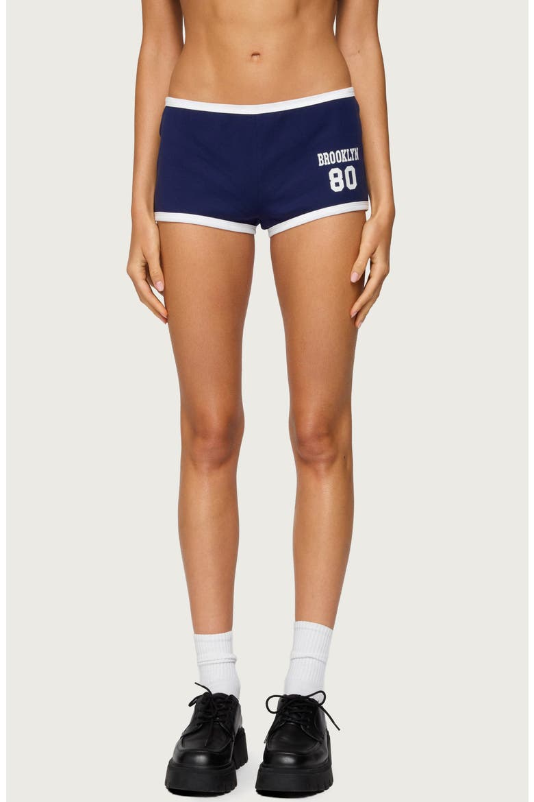 Brooklyn Contrast Low Rise Micro Shorts, Main, color, NAVY