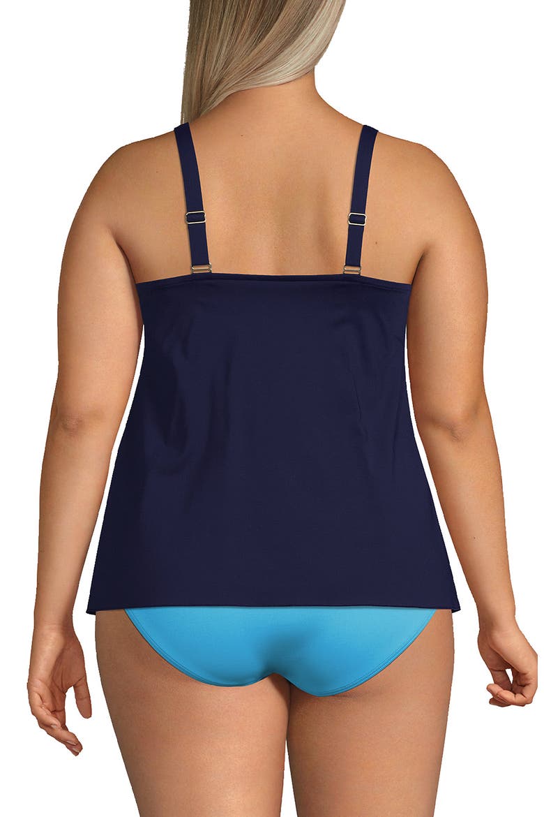 Plus Size Tulip Hem Tankini Top, Alternate, color, Deep Sea Navy