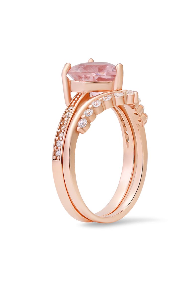 Morganite Heart Two-Piece Ring Set, Alternate, color, ROSE GOLD