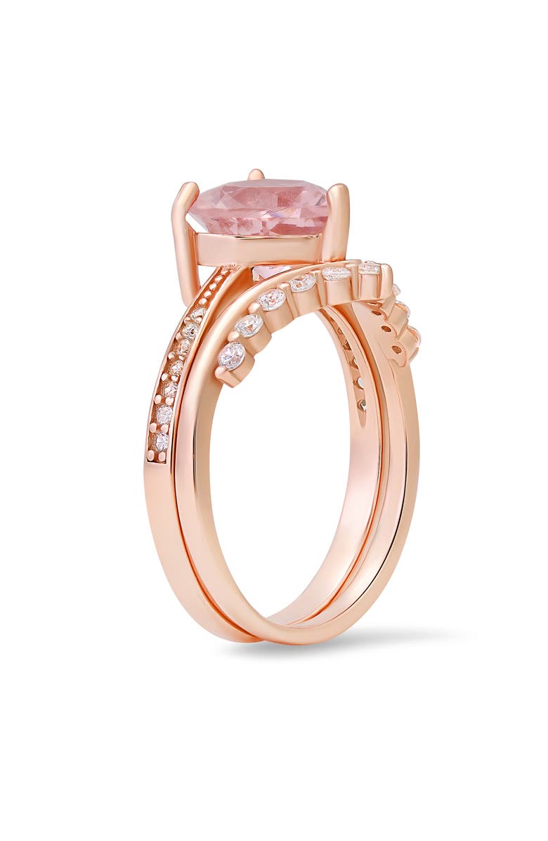 Queen Jewels Morganite Heart Two-Piece Ring Set, Alternate, color, Rose Gold