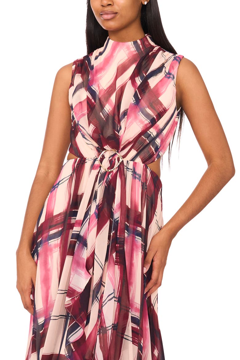 The Evette Mock Neck Evening Dress, Alternate, color, ZINFANDEL